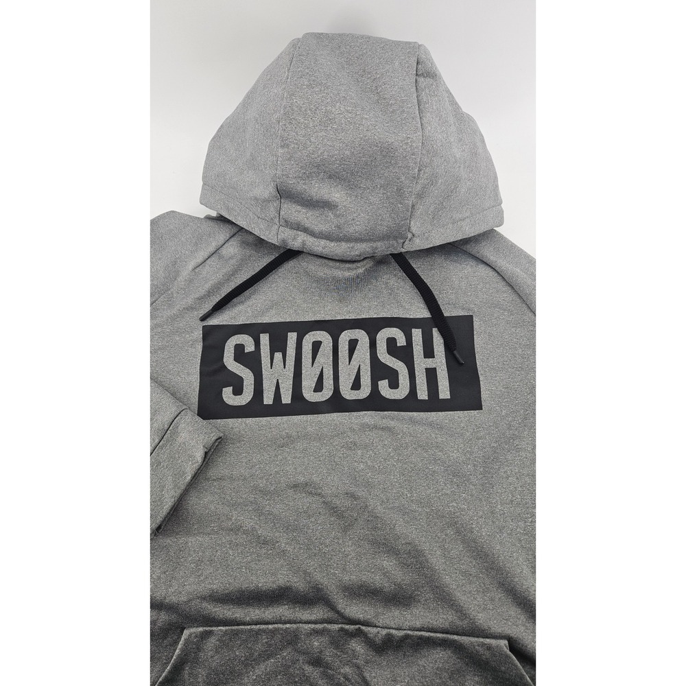 Nike Dri-FIT Swoosh Graphic Hoodie Mens XXL Gray Heather Pullover Sweatshirt